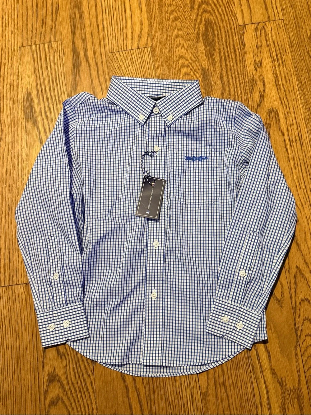 * Brown‎ Bowen & Co Boys Blue Gingham Button Down Shirt Size 4/5 NWT Preppy